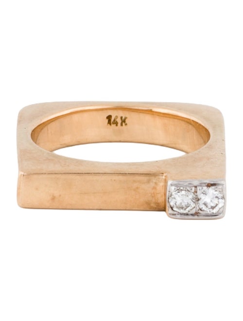 Ring 14K Diamond Square Cocktail Pinky Ring