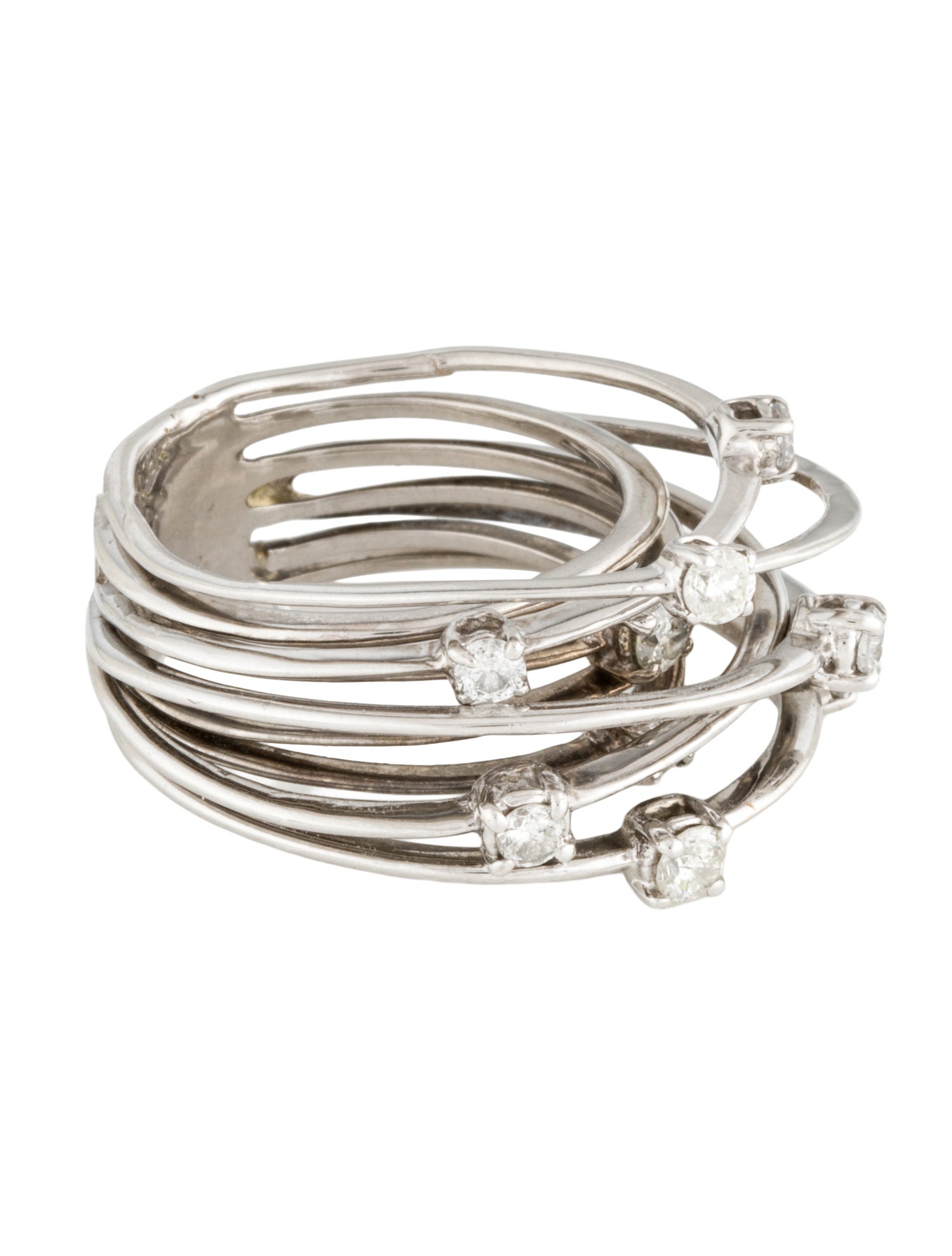 Ring 18K Diamond Multi-Row Wire Crossover Band