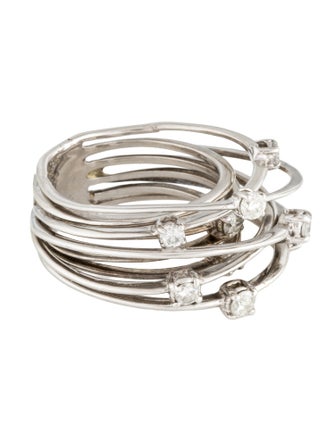 Ring 18K Diamond Multi-Row Wire Crossover Band