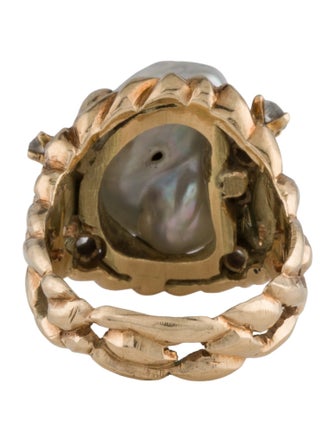 Ring 14K Pearl & Diamond Cocktail Ring