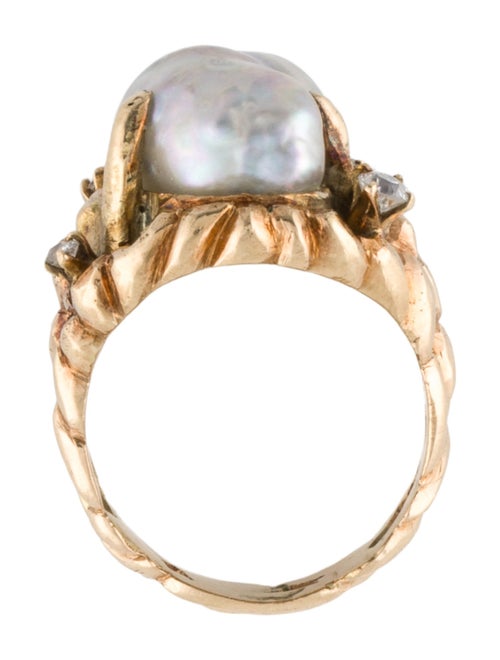 Ring 14K Pearl & Diamond Cocktail Ring