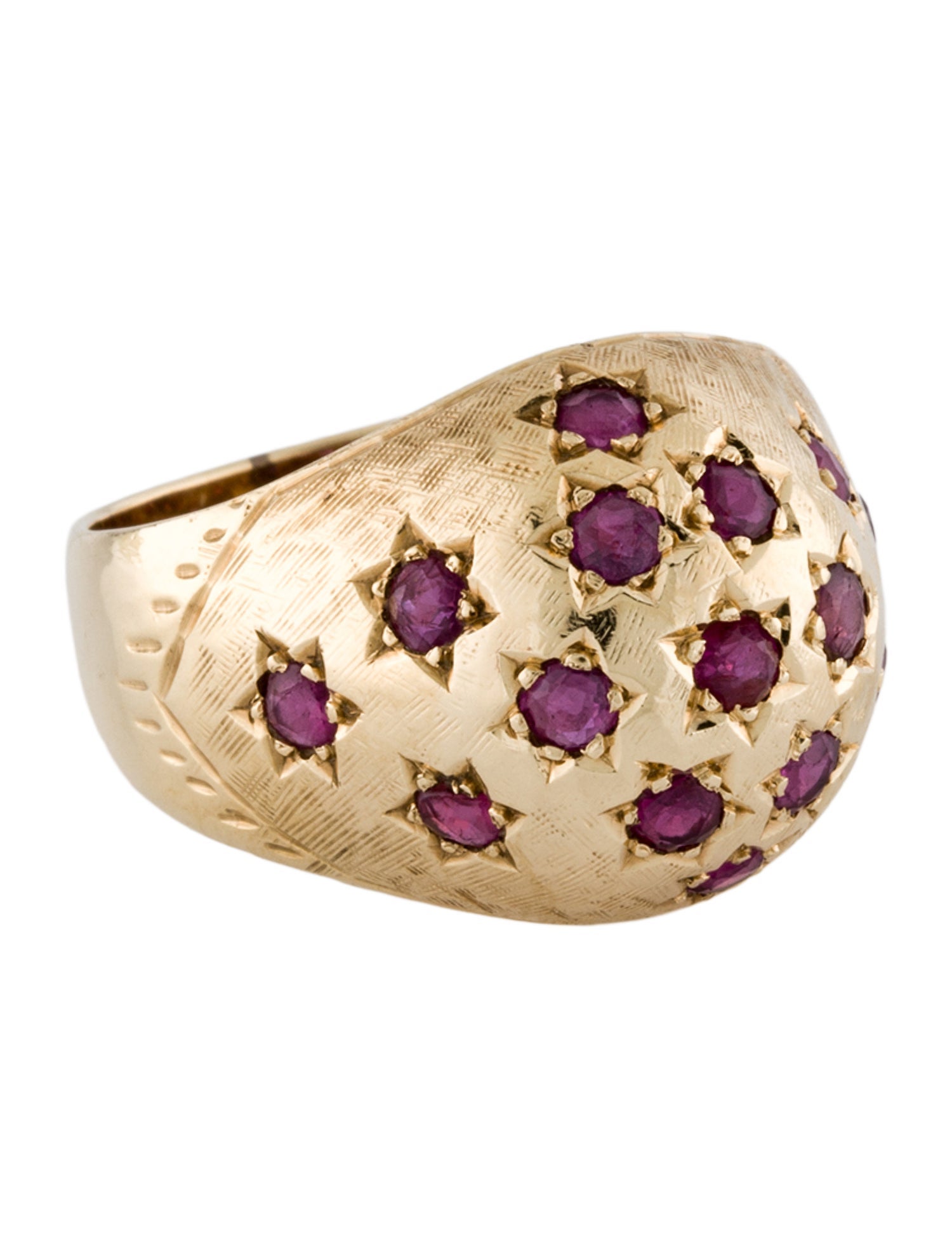 Ring 14K Ruby Star of David Dome