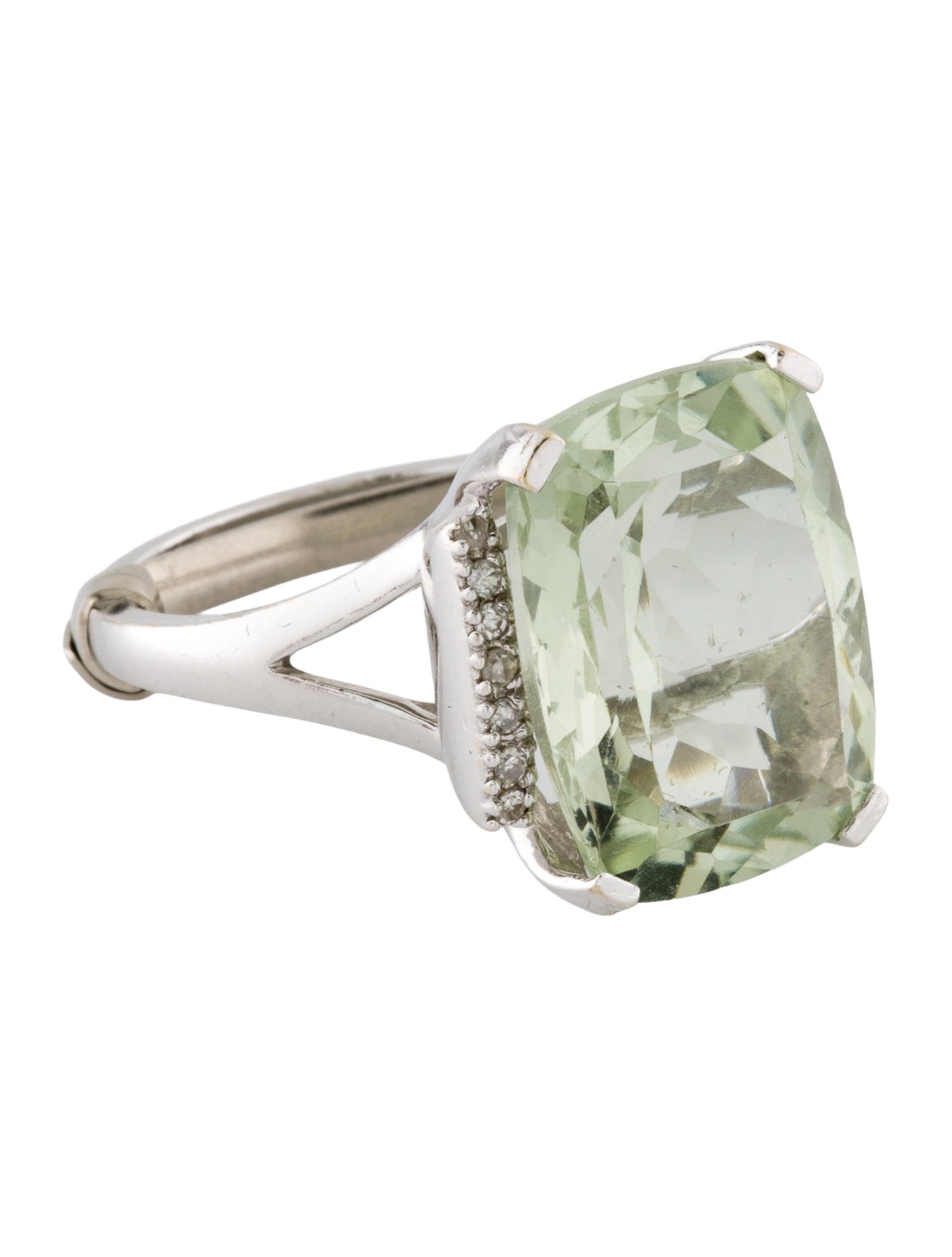 Ring 14K 9.22ct Prasiolite & Diamond Cocktail