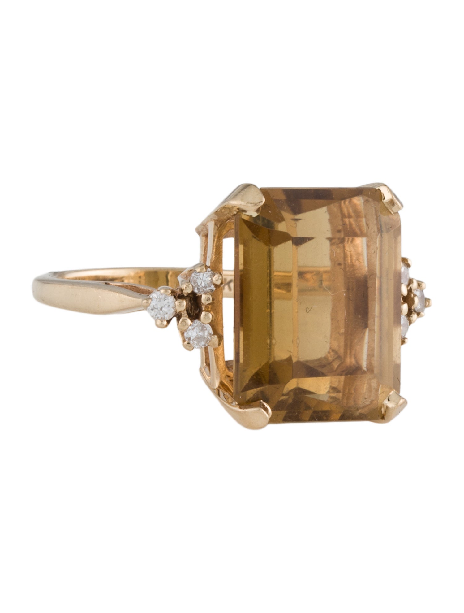 Ring 14K 9.61ct Citrine & Diamond Cocktail