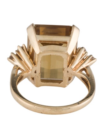 Ring 14K 9.61ct Citrine & Diamond Cocktail Ring