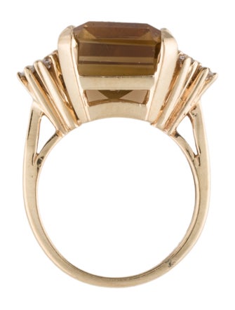 Ring 14K 9.61ct Citrine & Diamond Cocktail Ring