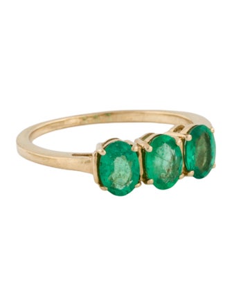 Ring 14K Emerald Three-Stone Cocktail Ring