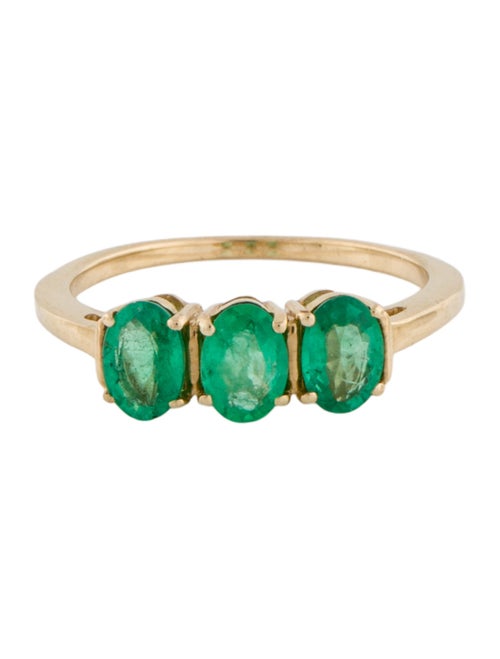 Ring 14K Emerald Three-Stone Cocktail Ring