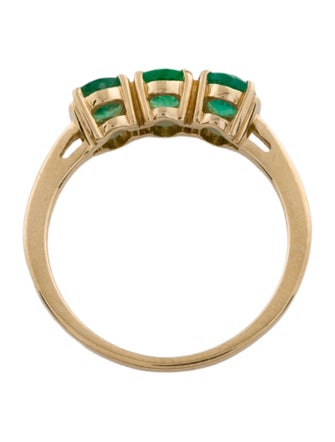 Ring 14K Emerald Three-Stone Cocktail Ring