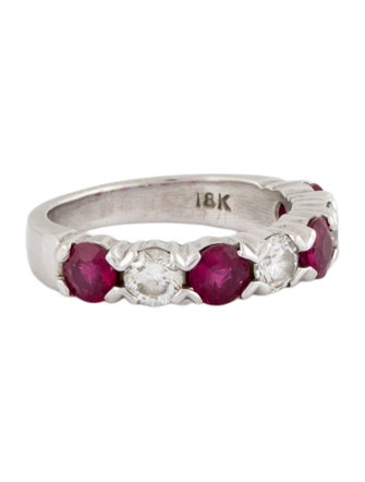 Ring 18K 1.10ctw Ruby & Diamond Band Ring