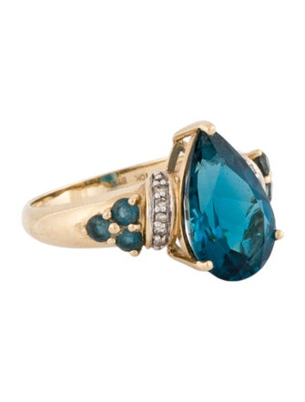 Ring 10K Topaz & Diamond Cocktail Ring