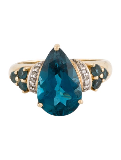 Ring 10K Topaz & Diamond Cocktail Ring