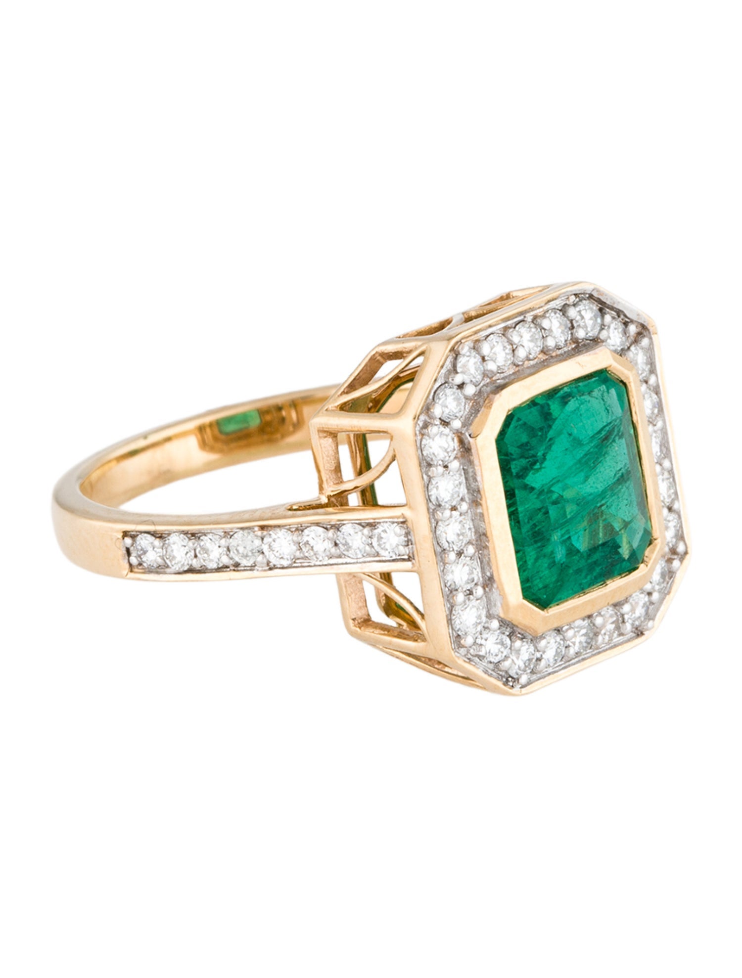Ring 18K 2.29ct Emerald & Diamond Cocktail