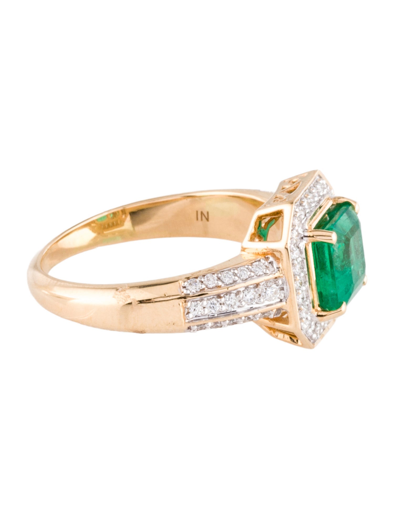 Ring 18K 1.58ct Emerald & Diamond Cocktail Ring