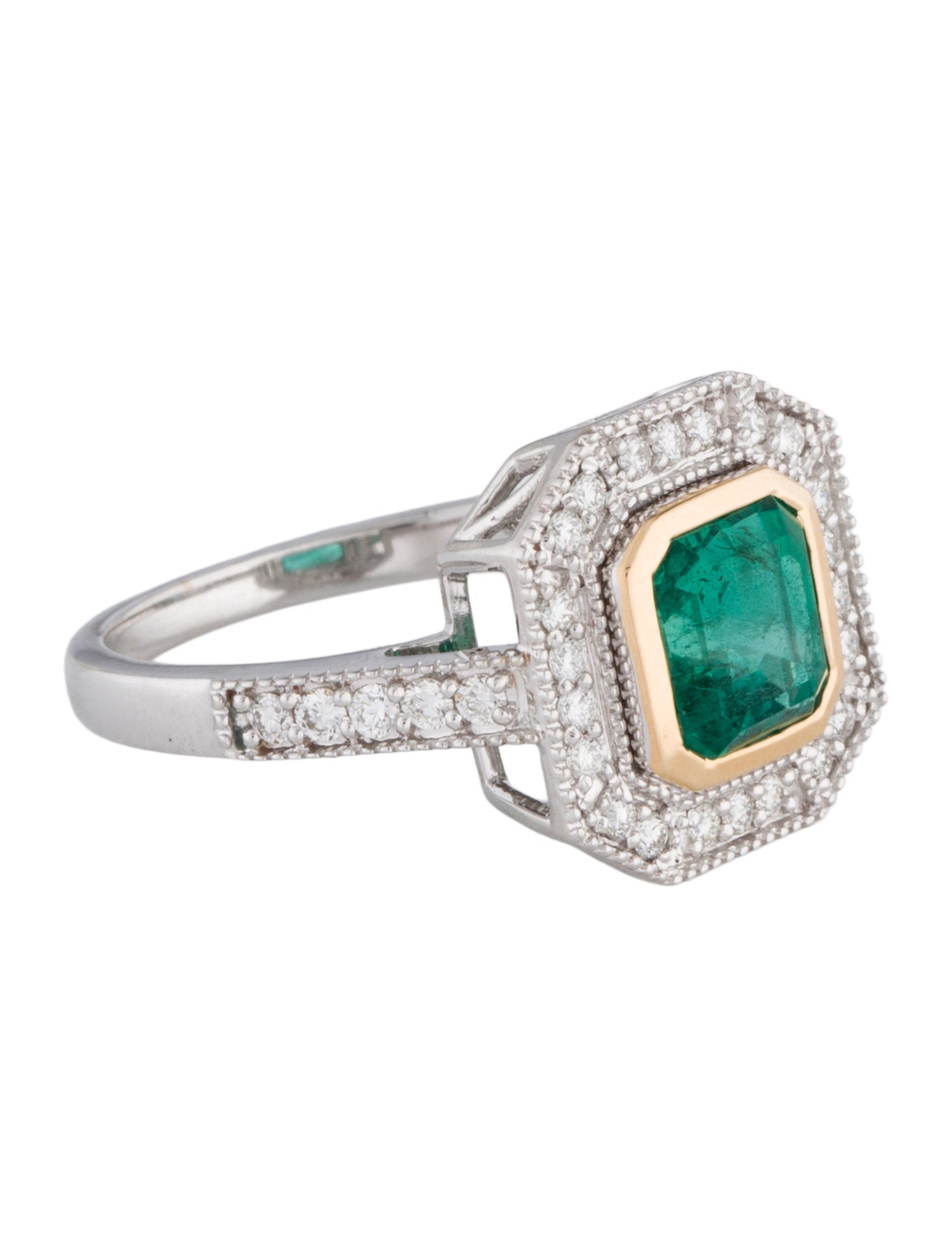 Ring 18K 1.71ct Emerald & Diamond Cocktail Ring