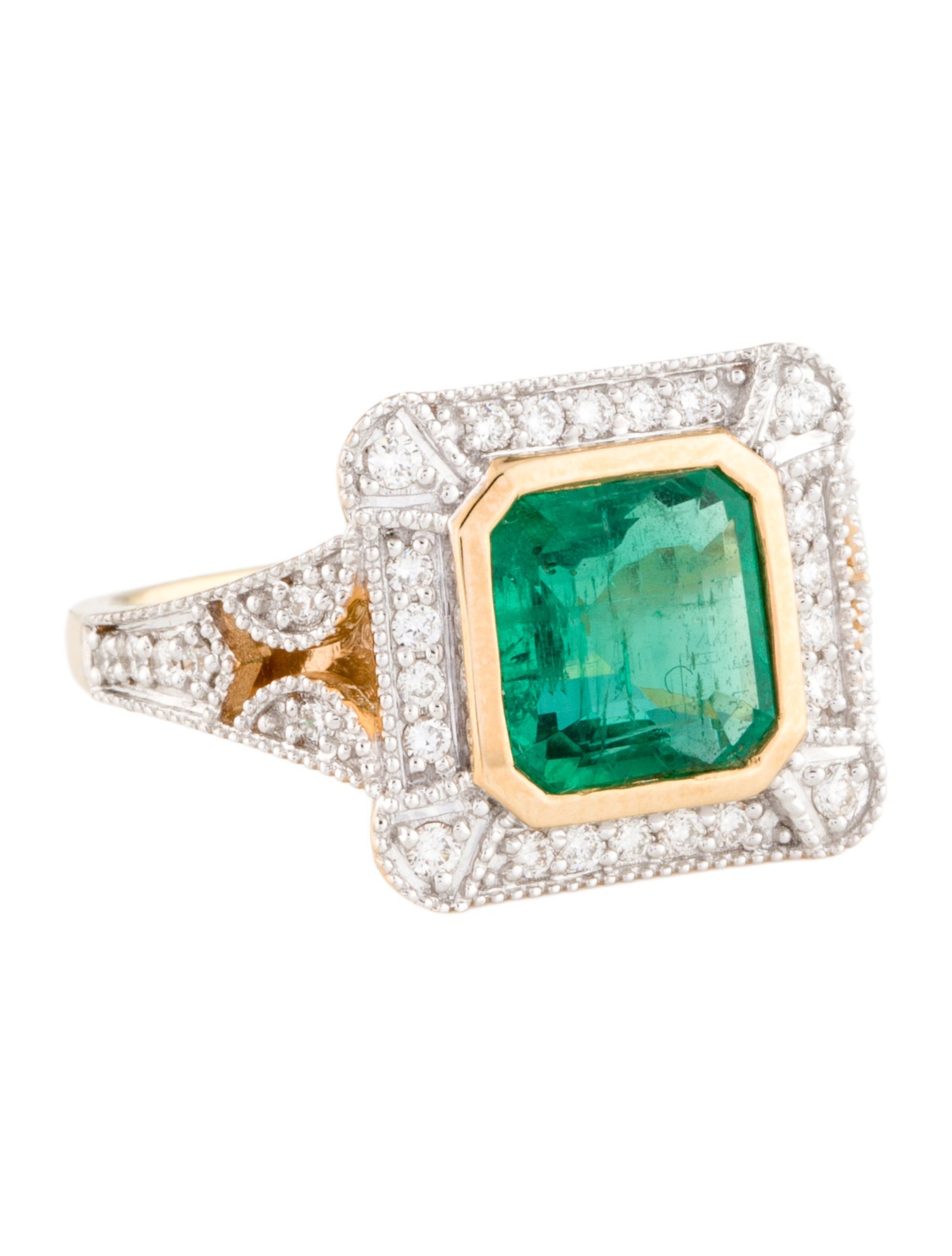 Ring 18K 2.36ct Emerald & Diamond Cocktail Ring