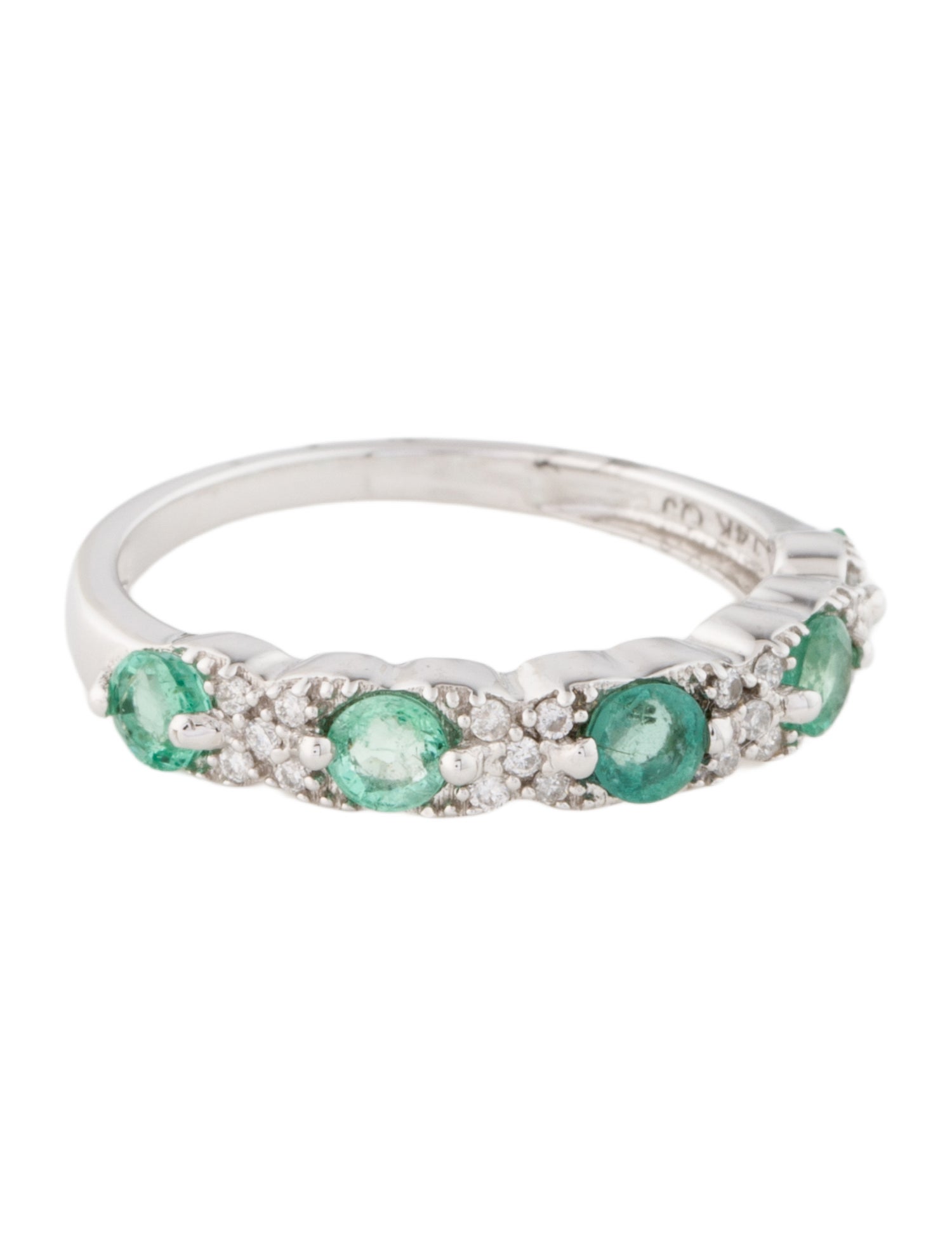 Ring 14K Emerald & Diamond Band