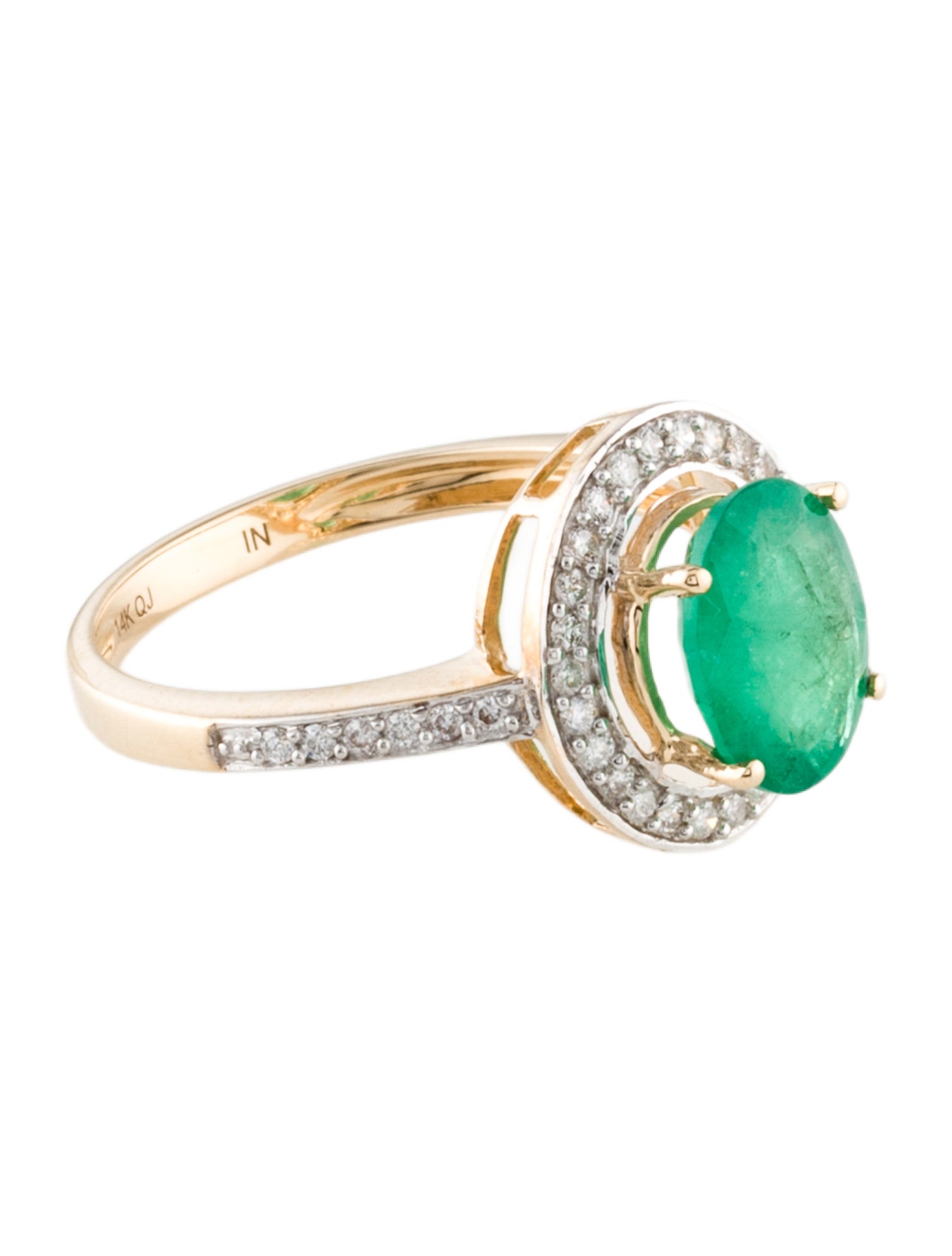 Ring 14K 1.65ct Emerald & Diamond Cocktail Ring