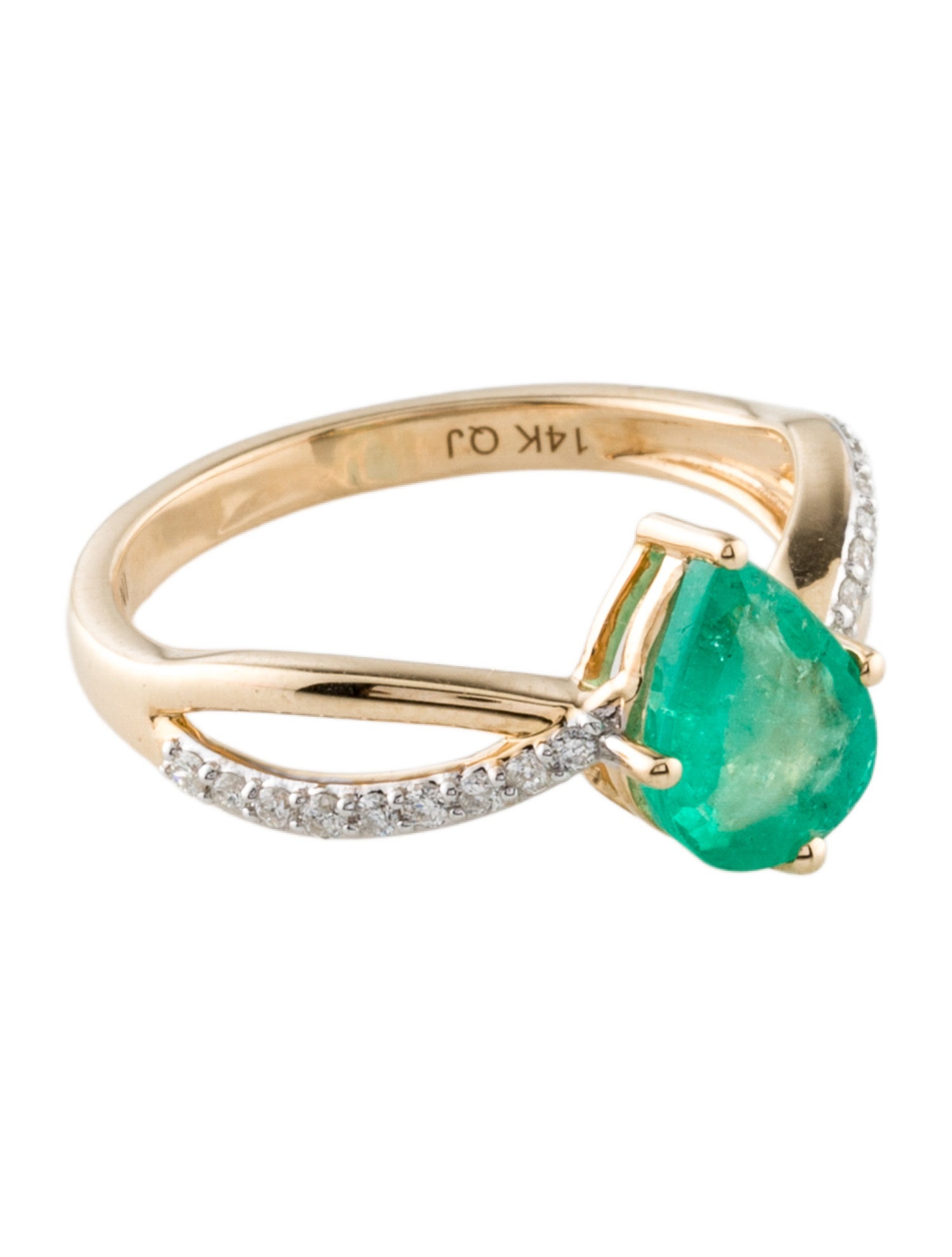 Ring 14K Emerald & Diamond Cocktail Ring