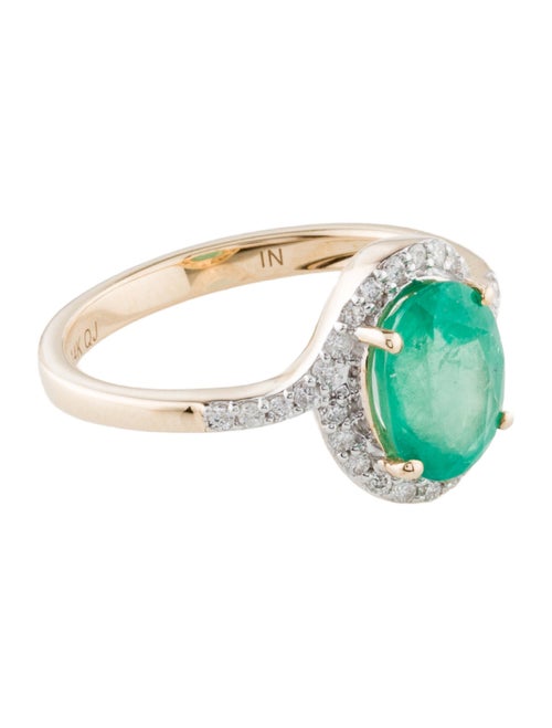 Ring 14K 1.68ct Emerald & Diamond Cocktail Ring
