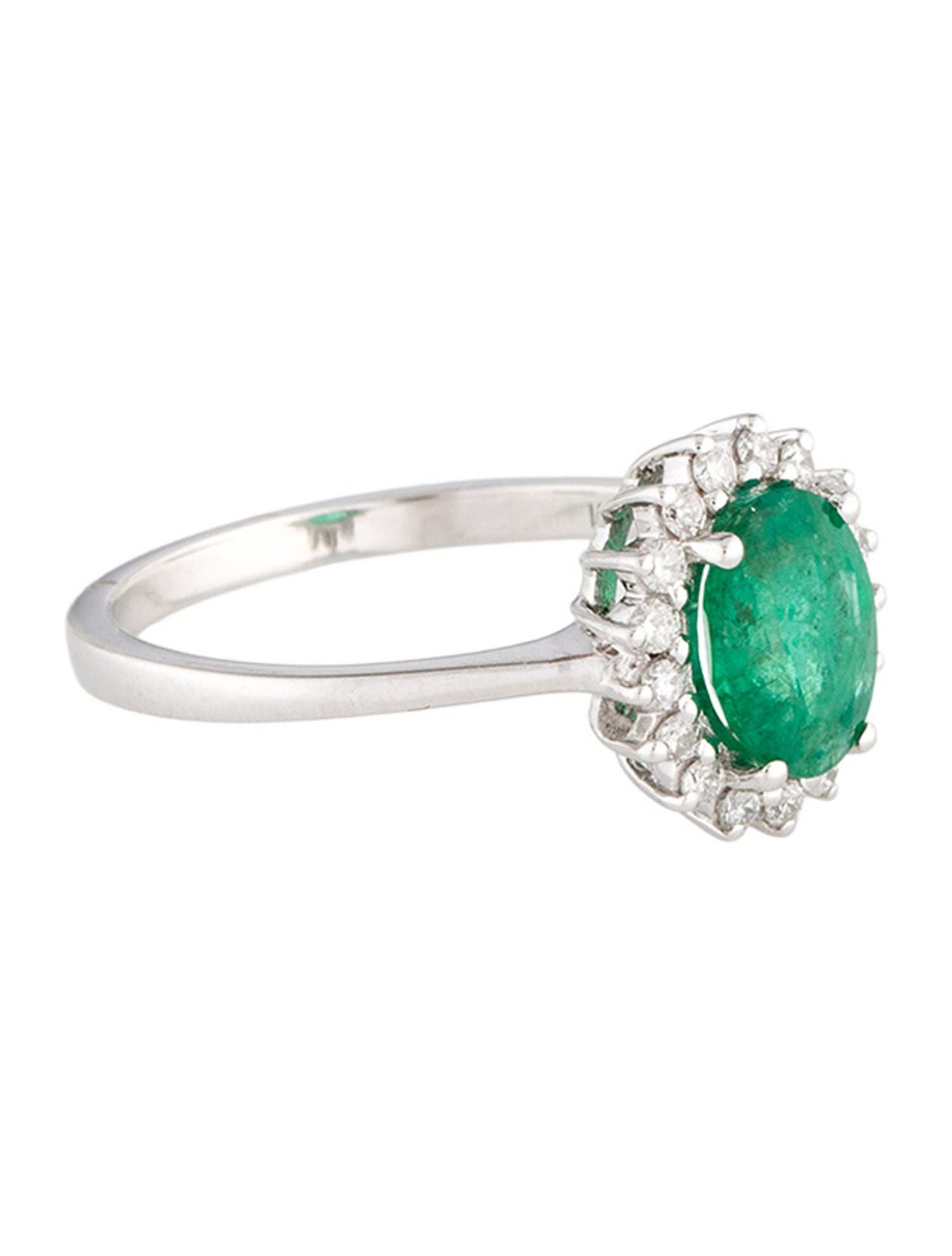 Ring 14K 1.20ct Emerald & Diamond Cocktail Ring