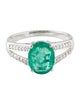 Ring 14K 1.51ct Emerald & Diamond Cocktail Ring