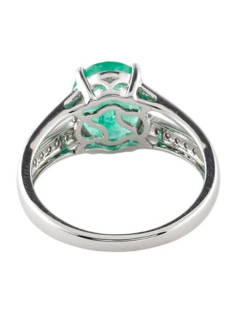 Ring 14K 1.51ct Emerald & Diamond Cocktail Ring