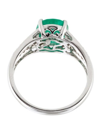 Ring 14K 1.51ct Emerald & Diamond Cocktail Ring