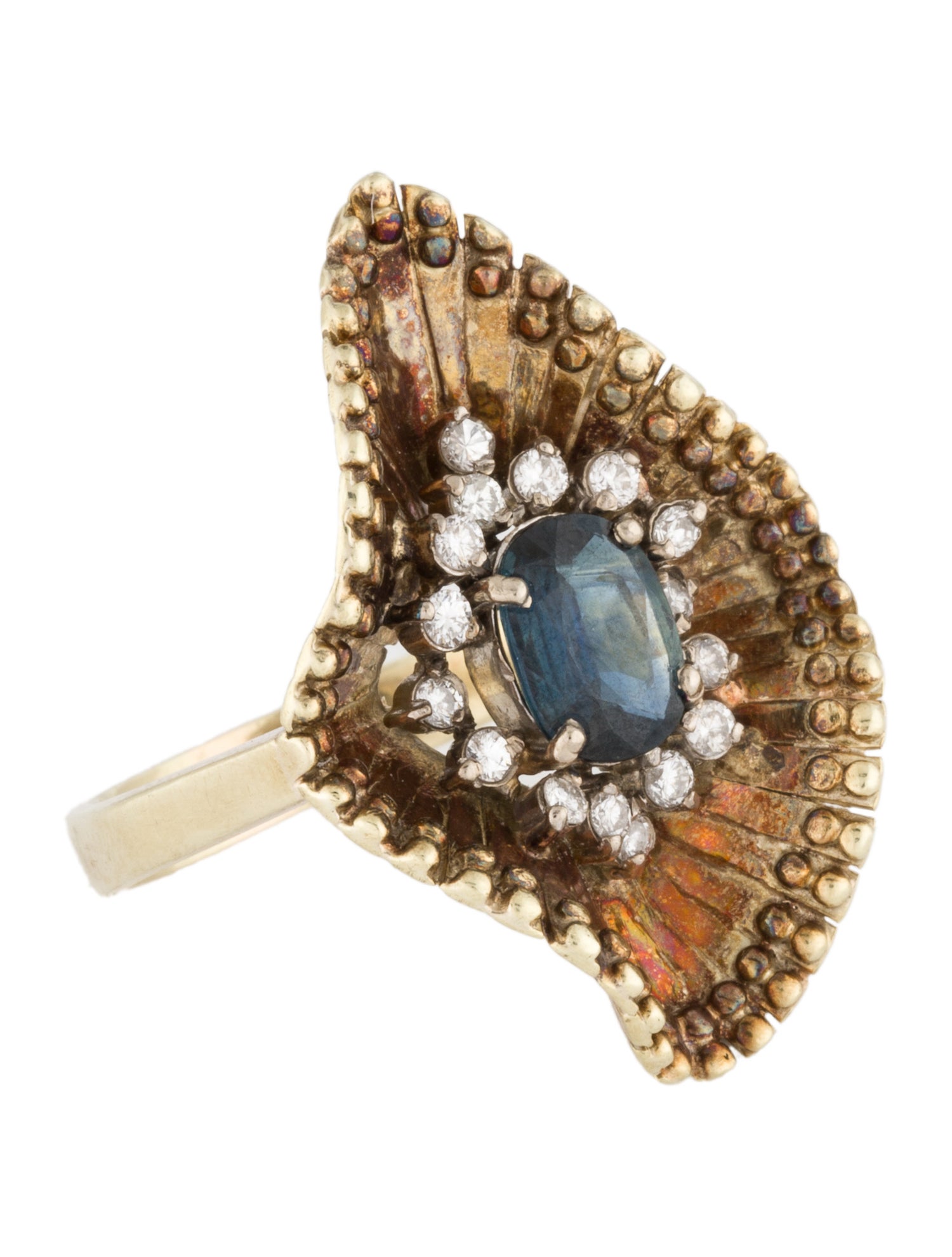 Ring 14K 1.02ct Sapphire & Diamond Cocktail