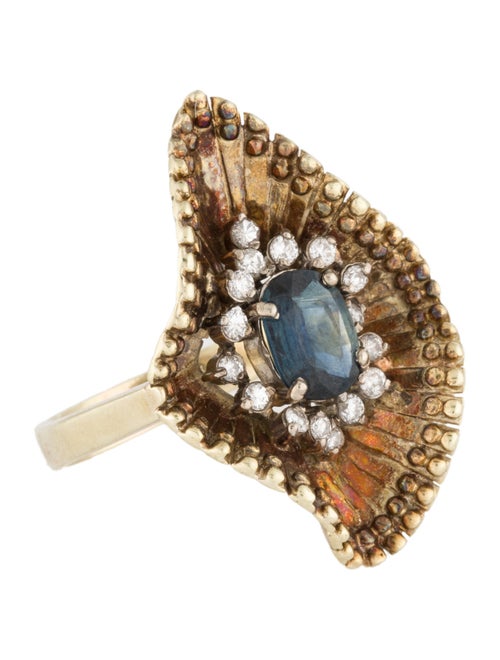 Ring 14K 1.02ct Sapphire & Diamond Cocktail Ring