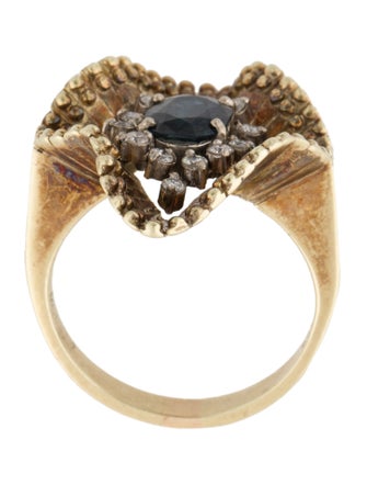 Ring 14K 1.02ct Sapphire & Diamond Cocktail Ring