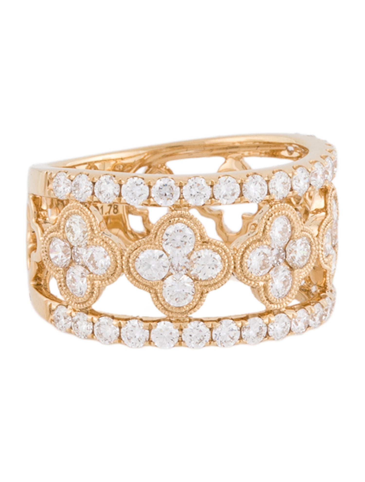 Ring 18K 1.72ctw Diamond Clover Openwork Band
