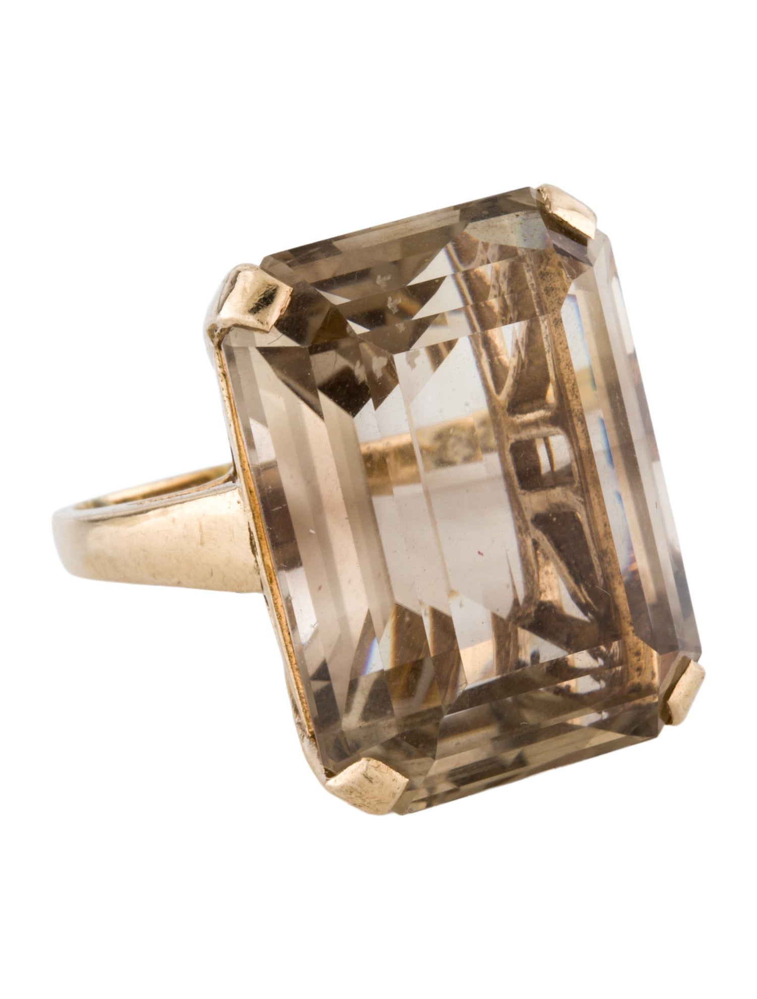 Ring 14K 40.56ct Smokey Quartz Cocktail Ring