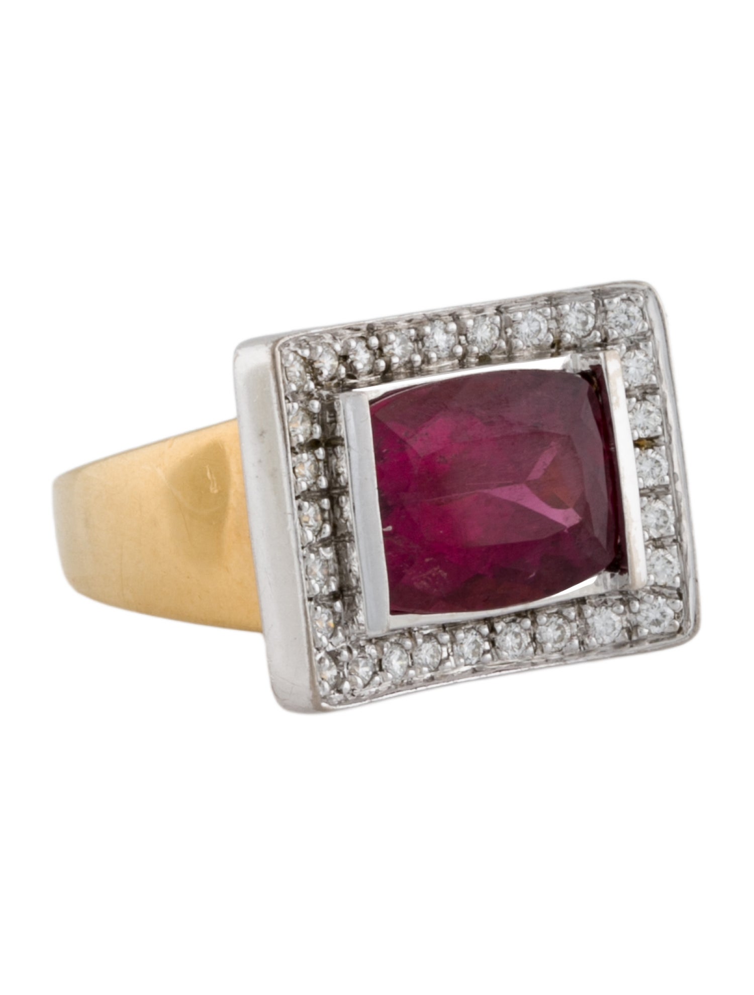 Ring 18K 5.37ct Tourmaline & Diamond Cocktail
