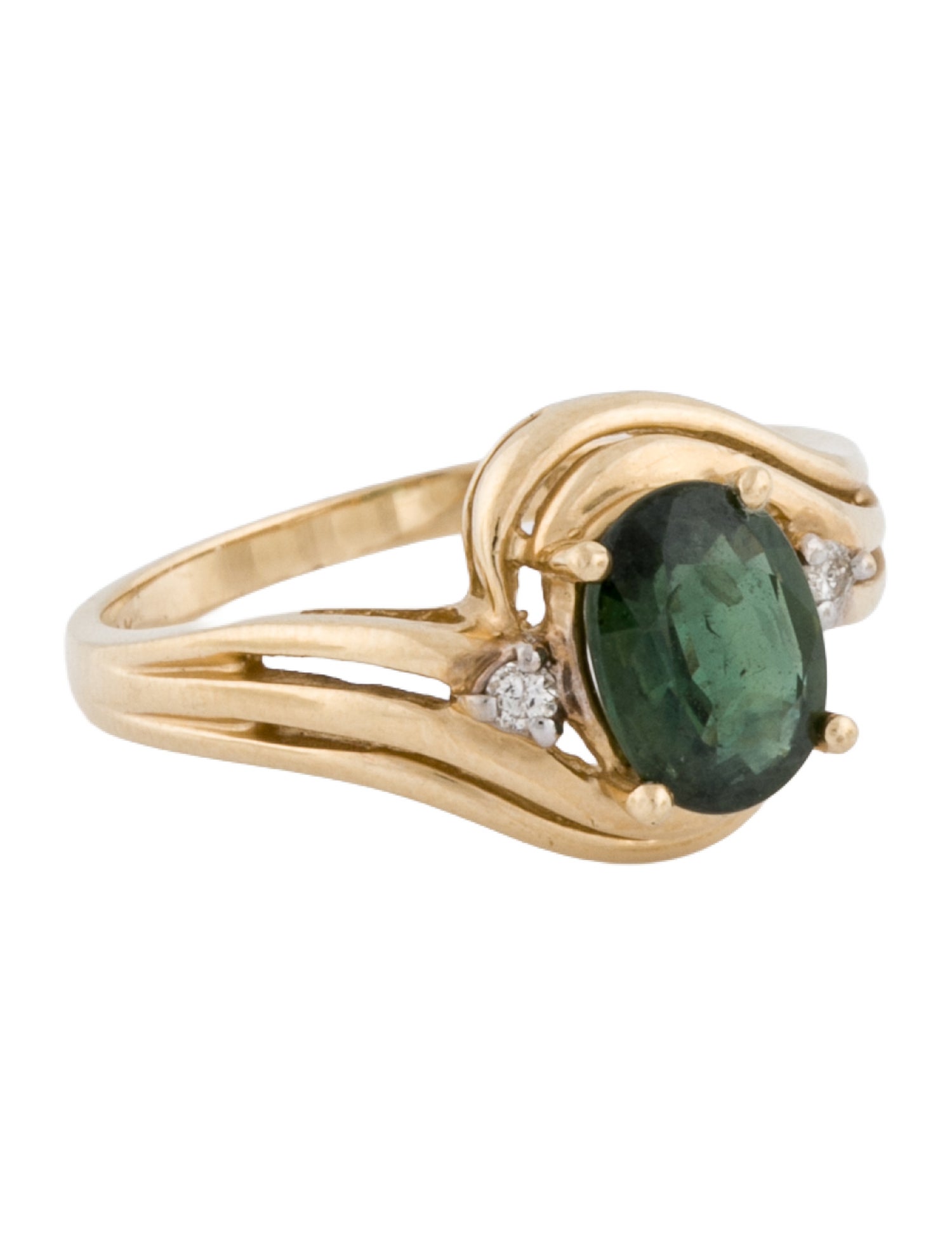 Ring 14K 1.33ct Green Sapphire & Diamond Ring