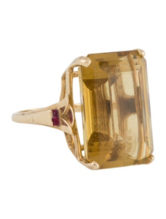 Ring 18K 36.78ct Citrine & Ruby Cocktail Ring