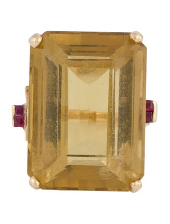 Ring 18K 36.78ct Citrine & Ruby Cocktail Ring