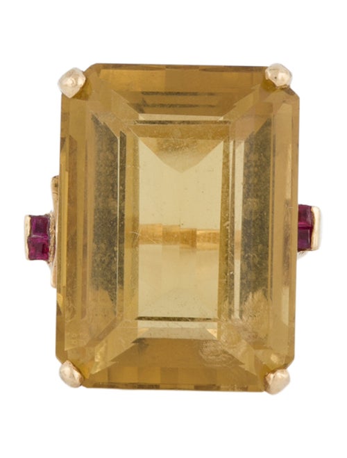 Ring 18K 36.78ct Citrine & Ruby Cocktail Ring