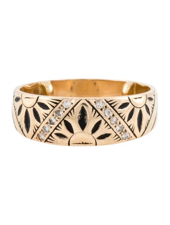 Ring 14K Diamond Carved Floral Band