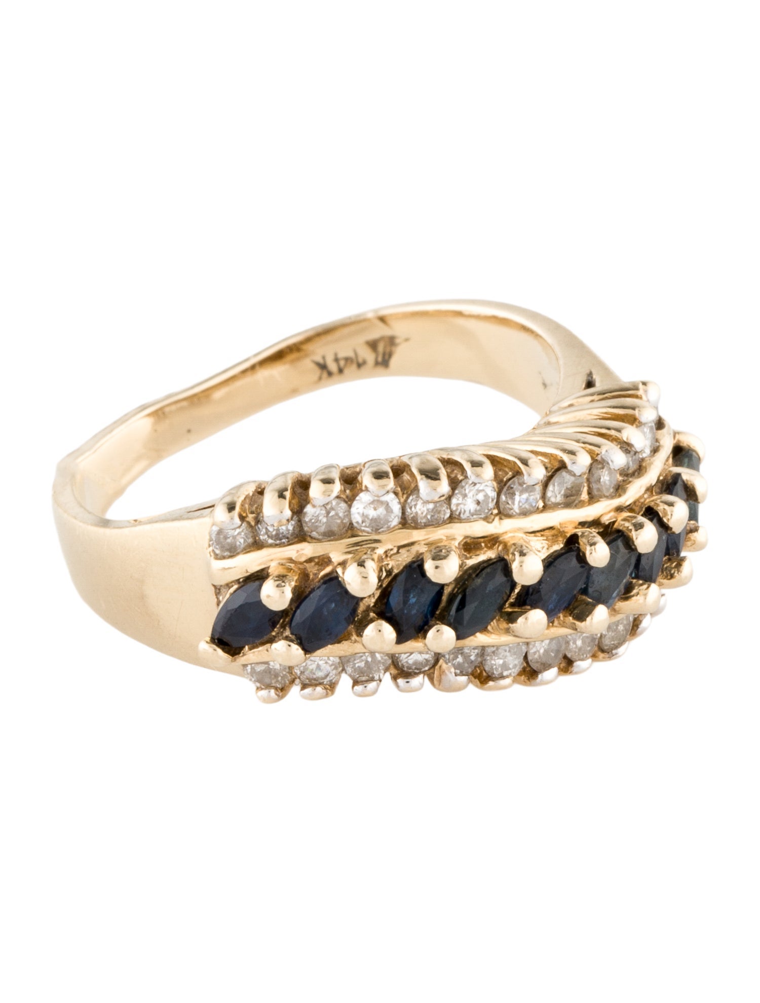 Ring 14K Sapphire & Diamond Cocktail Ring