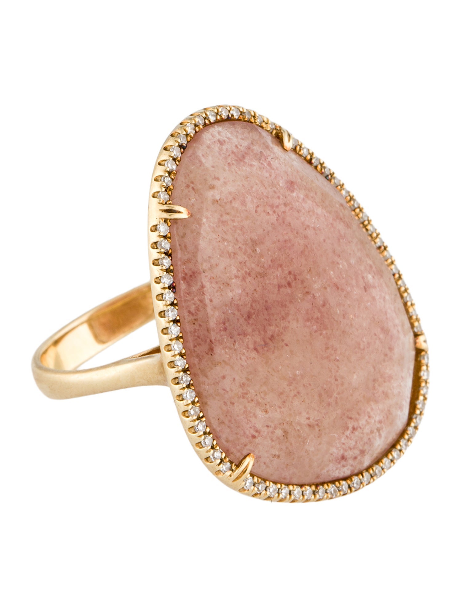 Ring 14K Aventurine Quartz & Diamond Cocktail