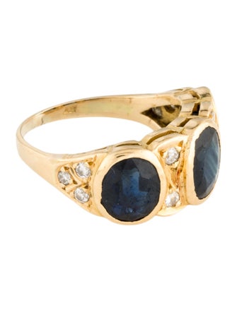 Ring 18K 2.94ctw Sapphire & Diamond Three Stone Band