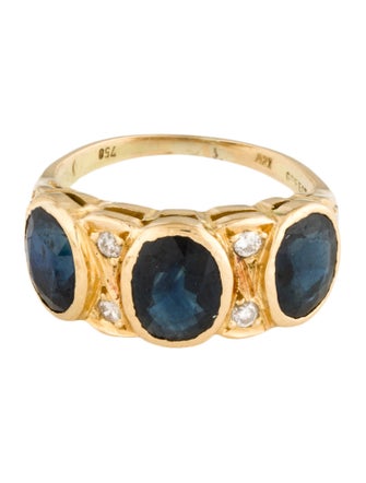 Ring 18K 2.94ctw Sapphire & Diamond Three Stone Band