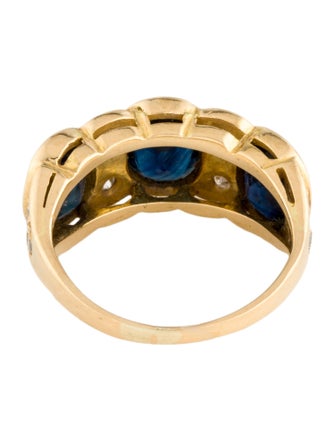 Ring 18K 2.94ctw Sapphire & Diamond Three Stone Band
