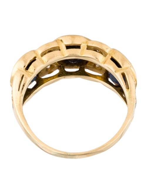 Ring 18K 2.94ctw Sapphire & Diamond Three Stone Band