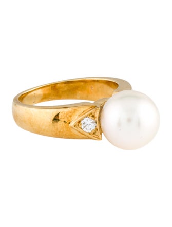 Ring 18K Pearl & Diamond Cocktail Ring