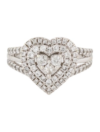 Ring 10K Diamond Heart Cocktail Ring