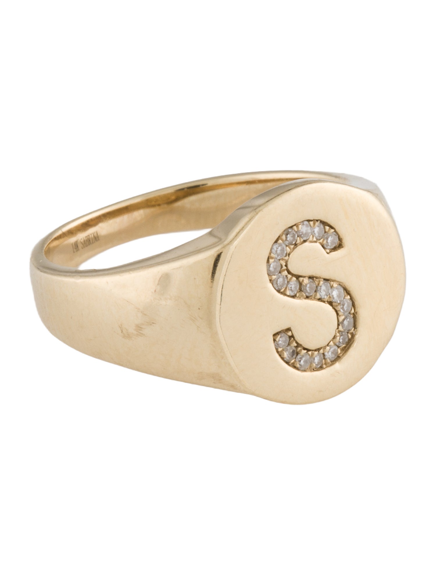 Ring 14K Diamond 'S' Signet