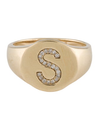Ring 14K Diamond 'S' Signet Ring