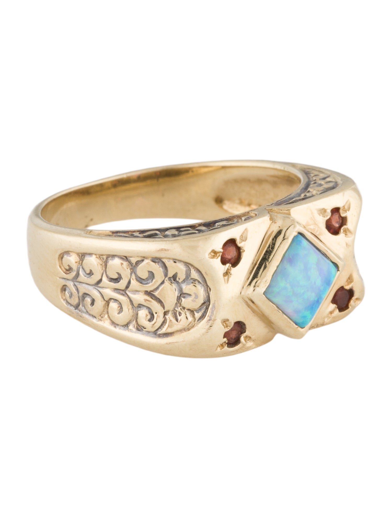 Ring 14K Opal & Garnet Cocktail